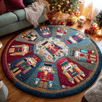 Festive Parade Round Mat Rug - washable non-slip printed rug