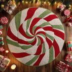 Festive Pinwheel Round Mat Rug - washable non-slip printed rug