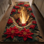 Festive Poinsettia Runner Rug - Nature Design | Serene Runner Rug