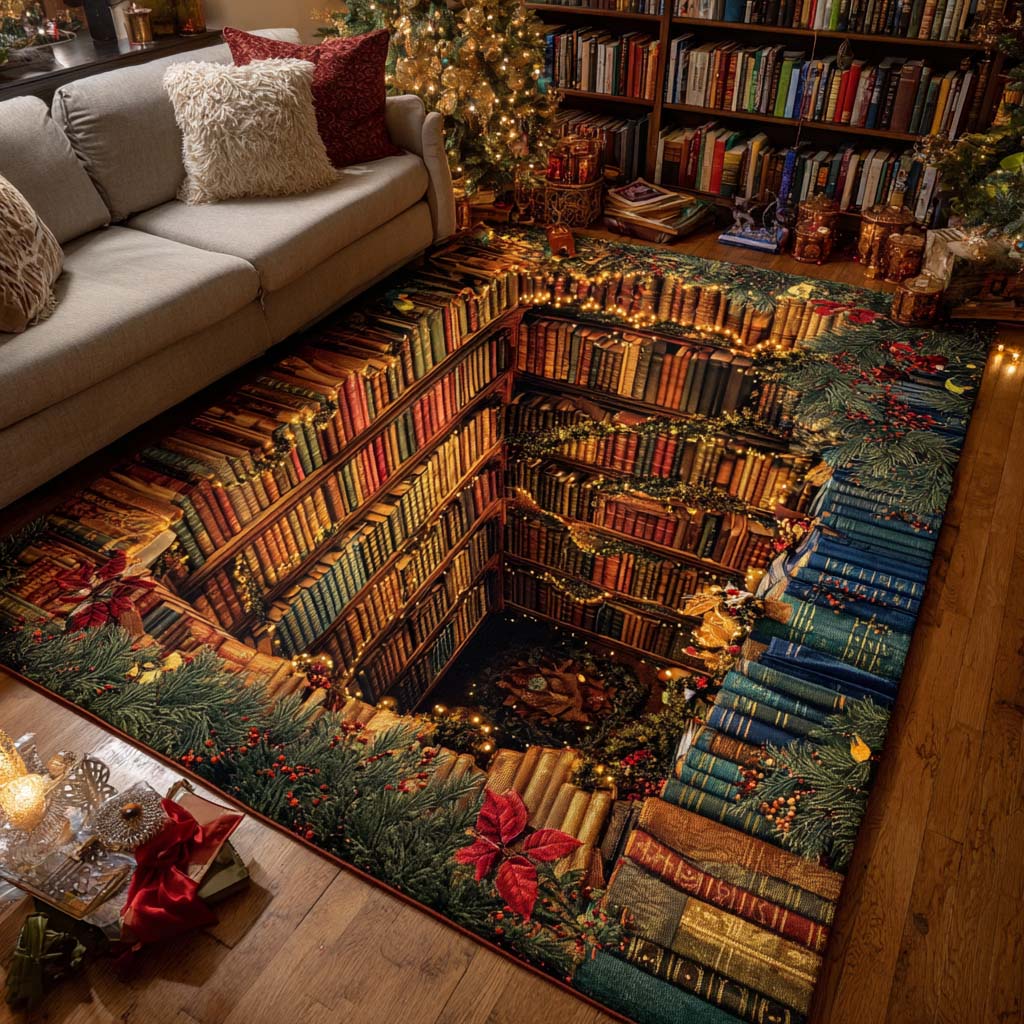 Festive Reading area rug in a living room
