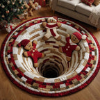 Festive Rings Round Mat Rug - washable non-slip printed rug
