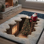 Festive Santa area rug in a living room