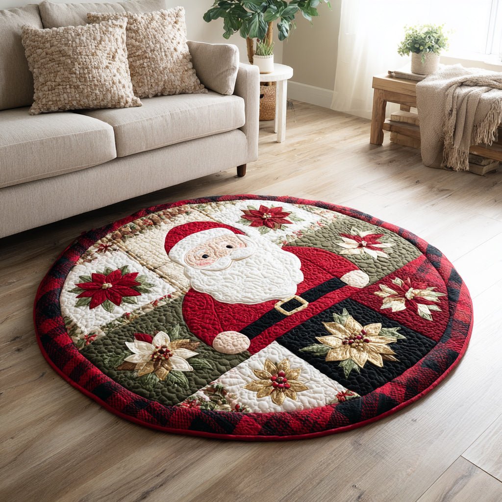 Festive Santa Claus Round Mat Rug - Nature Design | Serene Home Decor