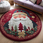 Festive Santa Claus Christmas Round Mat Rug - washable non-slip printed rug
