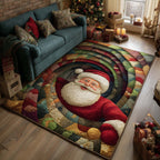Festive Santa Joy area rug in a living room