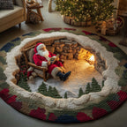 Festive Santa Round Mat Rug