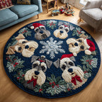 Festive Schnauzer Round Mat Rug - washable non-slip printed rug