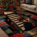 Festive Shadow Paws area rug in a living room