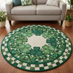 Festive Shamrock Round Mat Rug - Nature Design | Serene Home Decor
