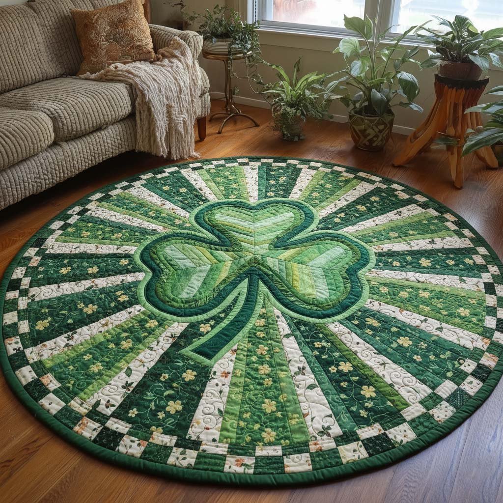 Festive Shamrock Round Mat Rug - Nature Design | Serene Home Decor