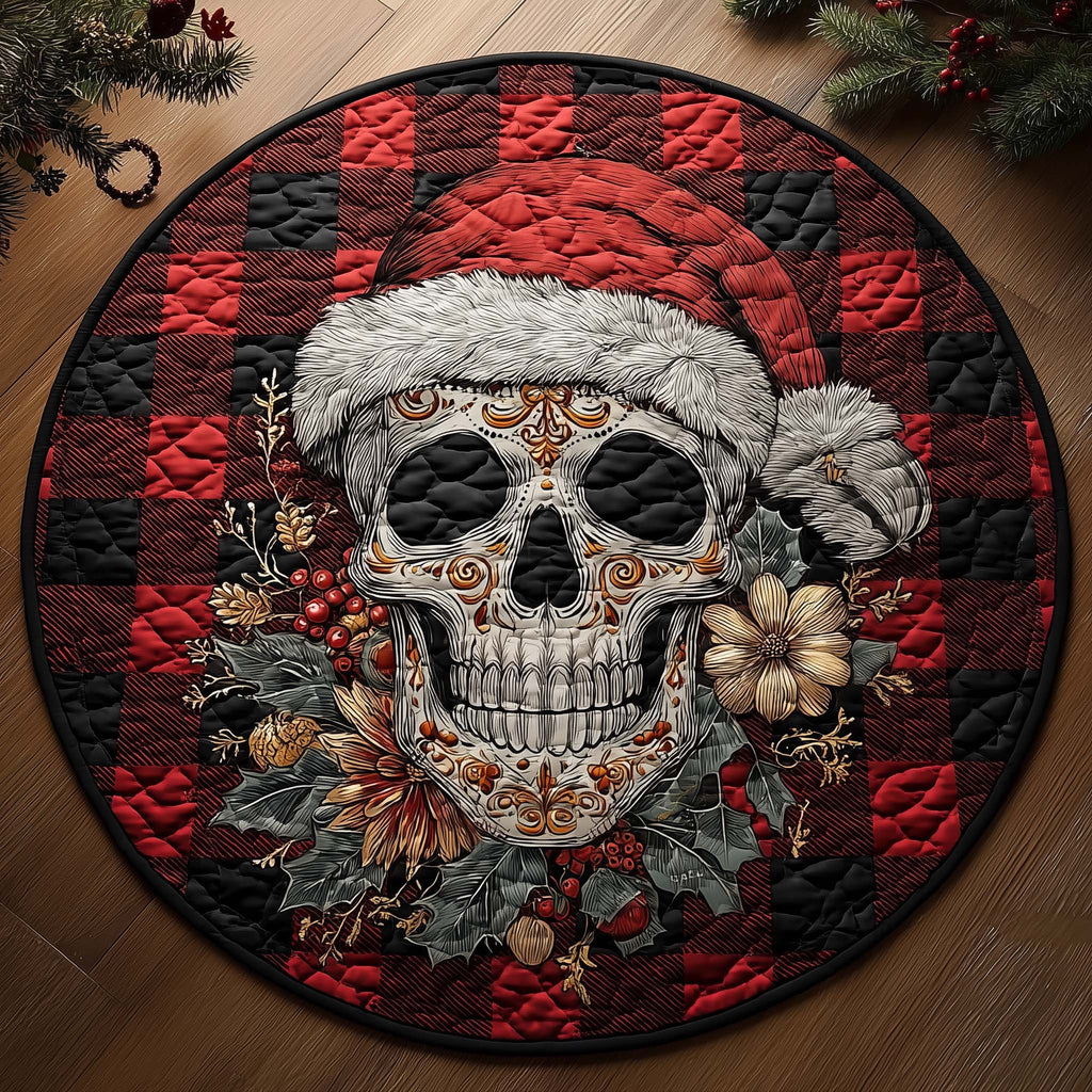 Festive Skull Round Mat Rug