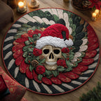 Festive Skull Round Mat Rug - washable non-slip printed rug