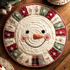 Festive Smile Round Mat Rug - washable non-slip printed rug