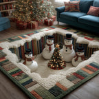 Festive Snowman area rug in a living room