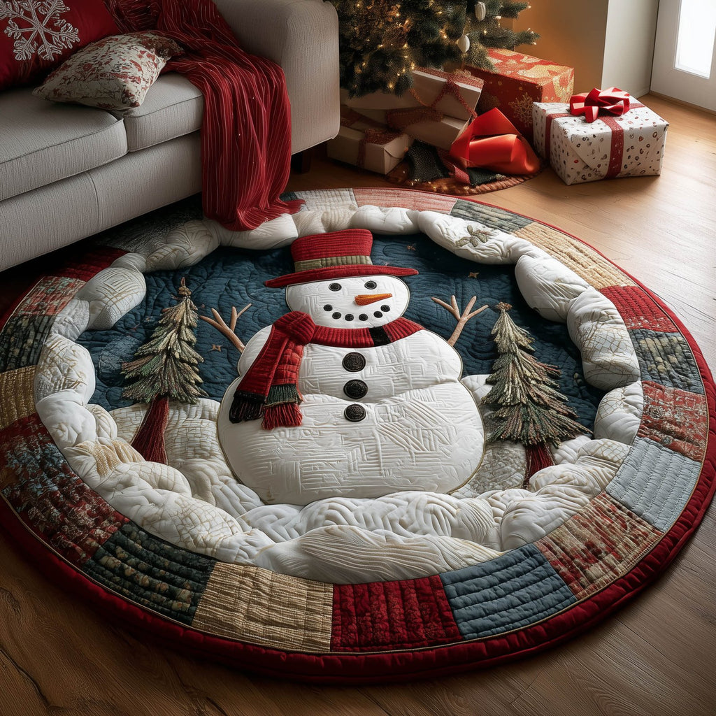 Festive Snowman Round Mat Rug - Nature Design | Serene Home Decor