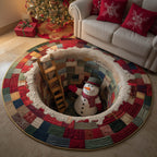 Festive Snowman Round Mat Rug - Nature Design | Serene Home Decor