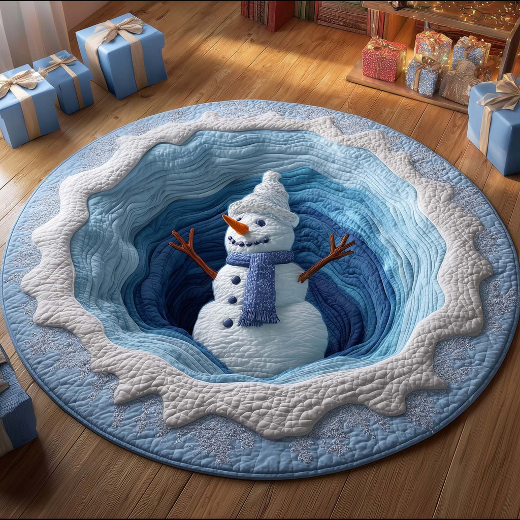 Festive Snowman Round Mat Rug - Nature Design | Serene Home Decor