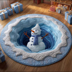 Festive Snowman Round Mat Rug - Nature Design | Serene Home Decor