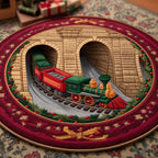 Festive Trail Round Mat Rug - washable non-slip printed rug