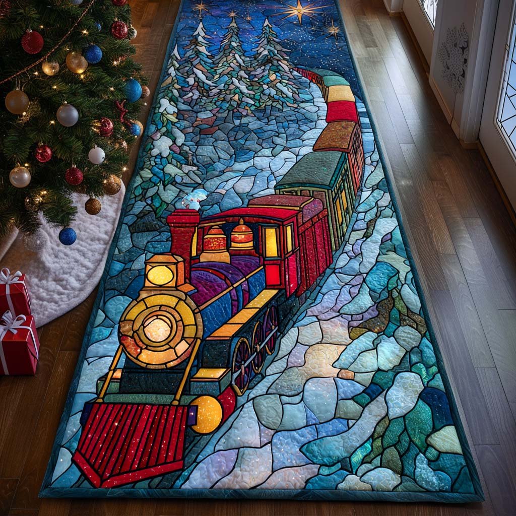 Festive Train Dreams Runner Carpet Runner Rug - Cute Pet Design | Animal Printed Runner Rug