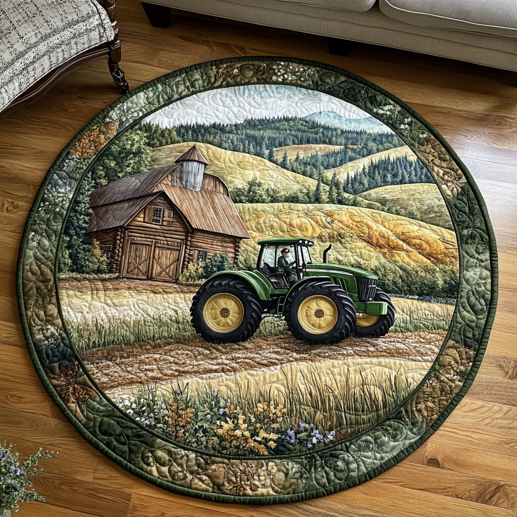 Fields of Green Round Mat Rug NCU0DV4691