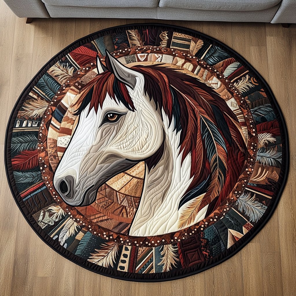 Fiery Hooves Round Mat Rug - washable non-slip printed rug
