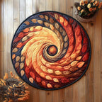 Fiery Leaf Swirl Round Mat Rug - washable non-slip printed rug