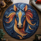 Fiery Mustang Round Mat Rug - washable non-slip printed rug