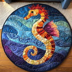 Fiery Seahorse Round Mat Rug - washable non-slip printed rug
