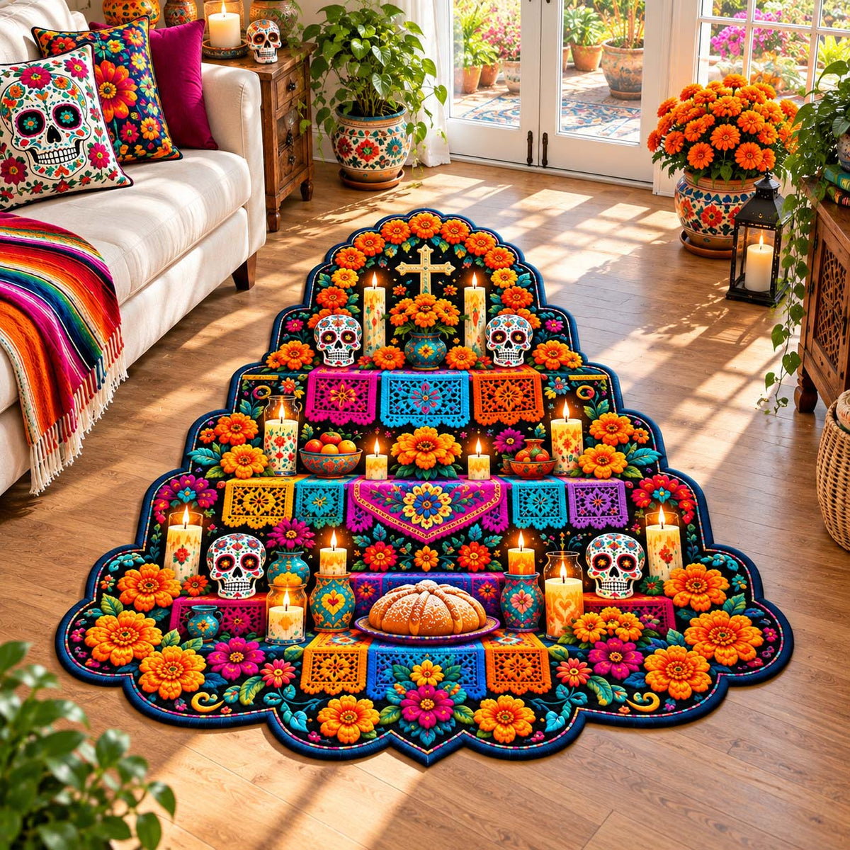 Fiesta Altar Custom Shape Area Rug - Nature Design | Die-Cut Non-Slip Rug - washable non-slip printed rug