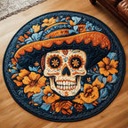 Fiesta Bloom Round Mat Rug - washable non-slip printed rug