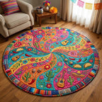 Fiesta Guitar Circle Round Mat Rug - washable non-slip printed rug