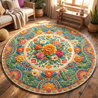 Fiesta Nights Round Mat Rug - washable non-slip printed rug
