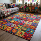 Fiesta Patchwork area rug in a living room