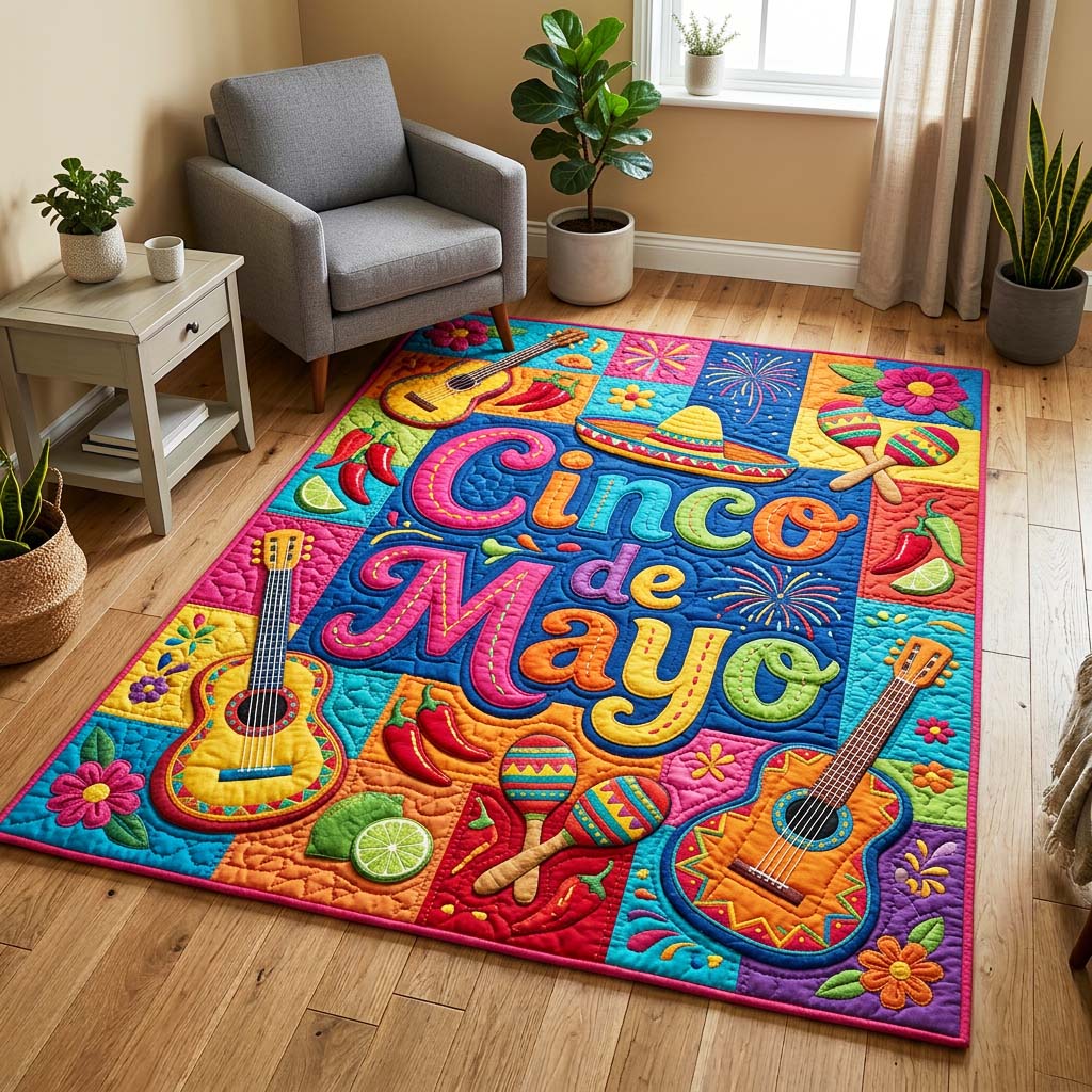 Fiesta Patchwork area rug in a living room