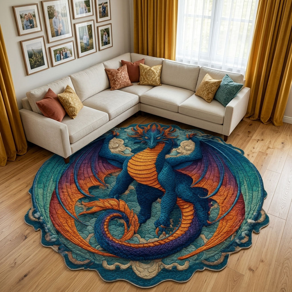 Fire Dragon Custom Shape Area Rug - Cute Animal Design | Die-Cut Non-Slip Rug - washable non-slip printed rug