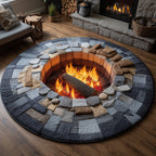 Fire Pit Serenity Round Mat Rug - washable non-slip printed rug