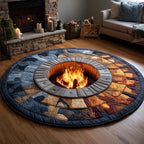 Fireside Tales Round Mat Rug - washable non-slip printed rug
