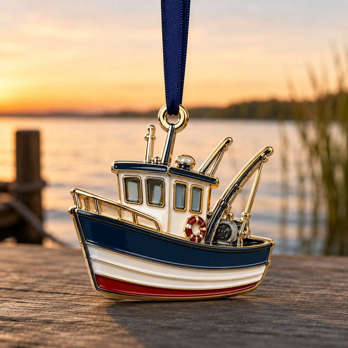 Fishing Boat Christmas Ornament