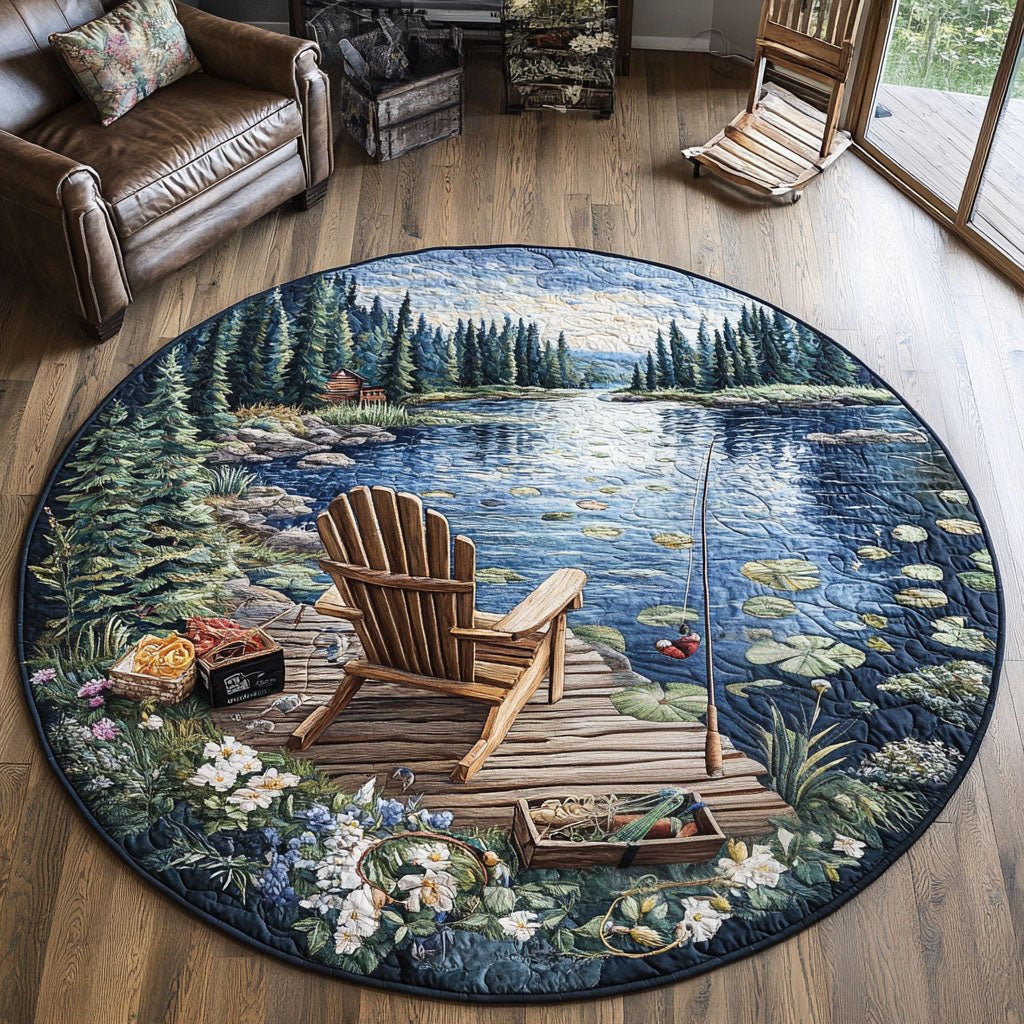Fishing Escape Round Mat Rug - washable non-slip printed rug