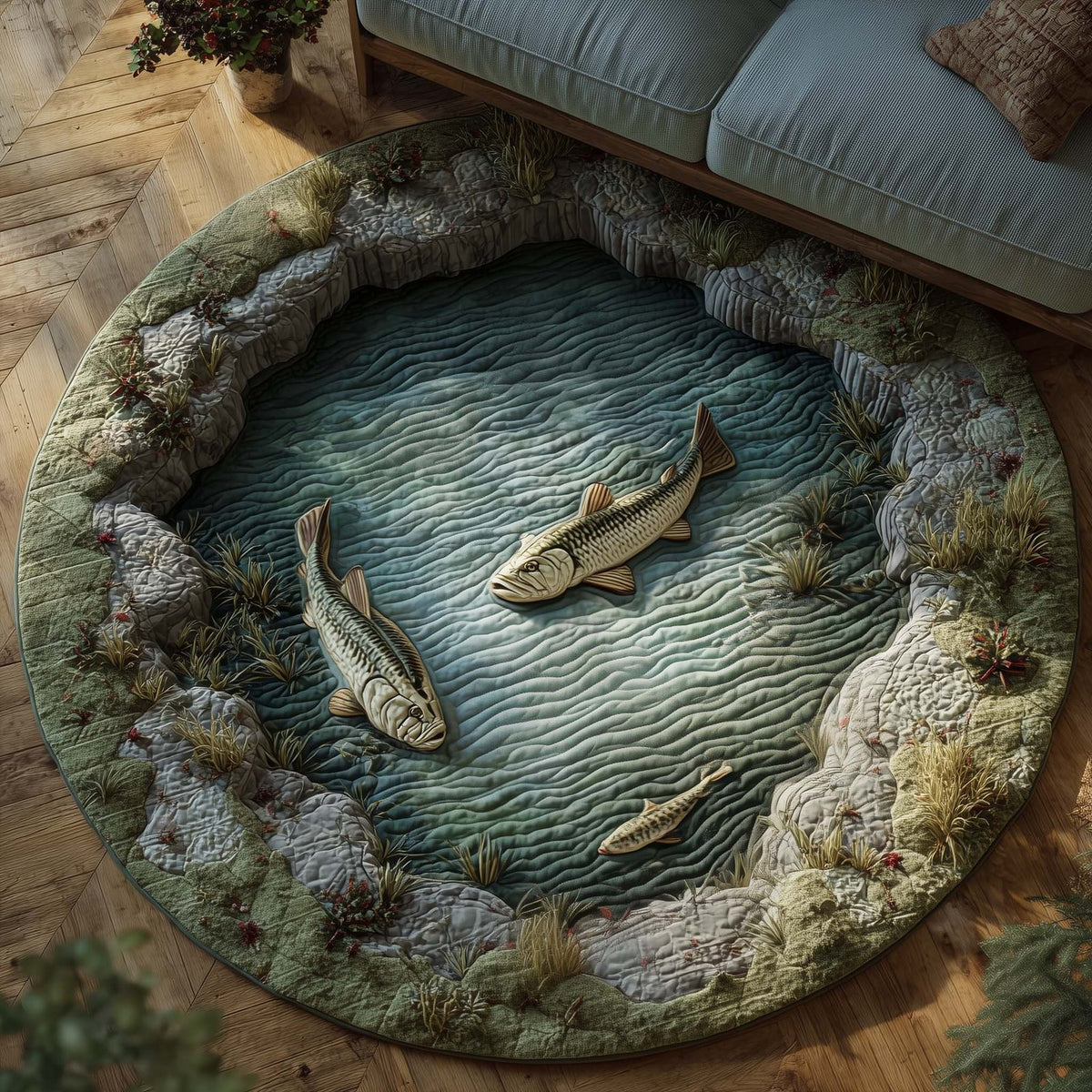 Fishing Season Round Mat Rug - Nature Design | Serene Home Decor