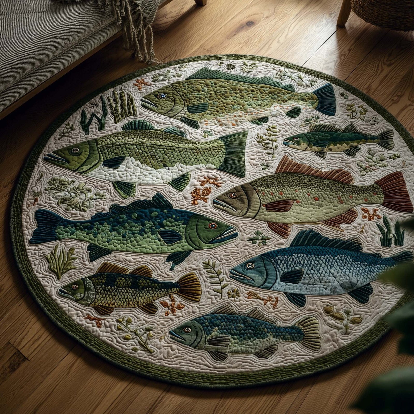 Fishing Season Round Mat Rug - Nature Design | Serene Home Decor