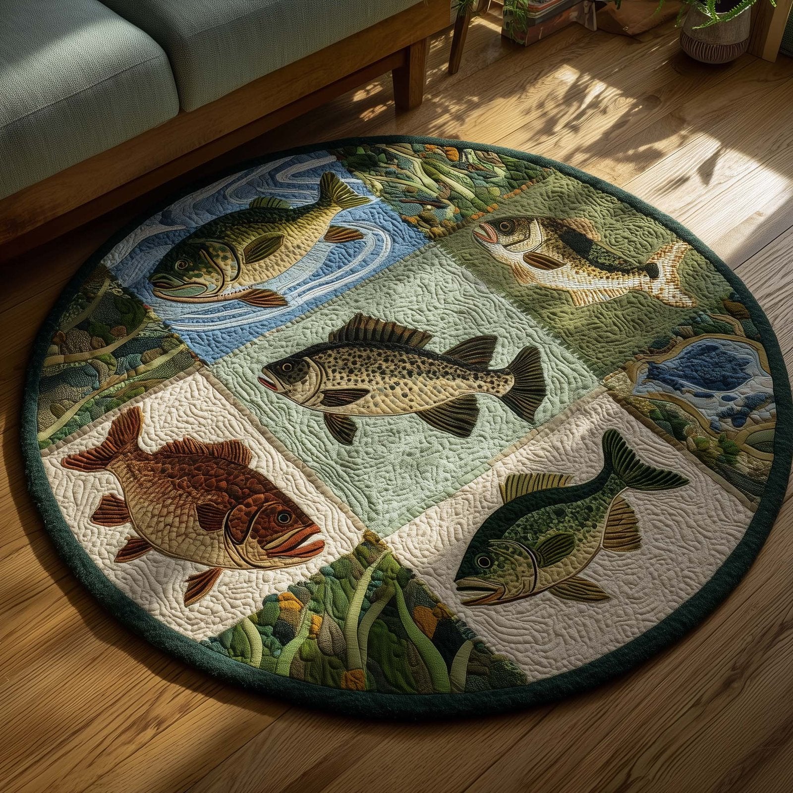 Fishing Season Round Mat Rug - Nature Design | Serene Home Decor