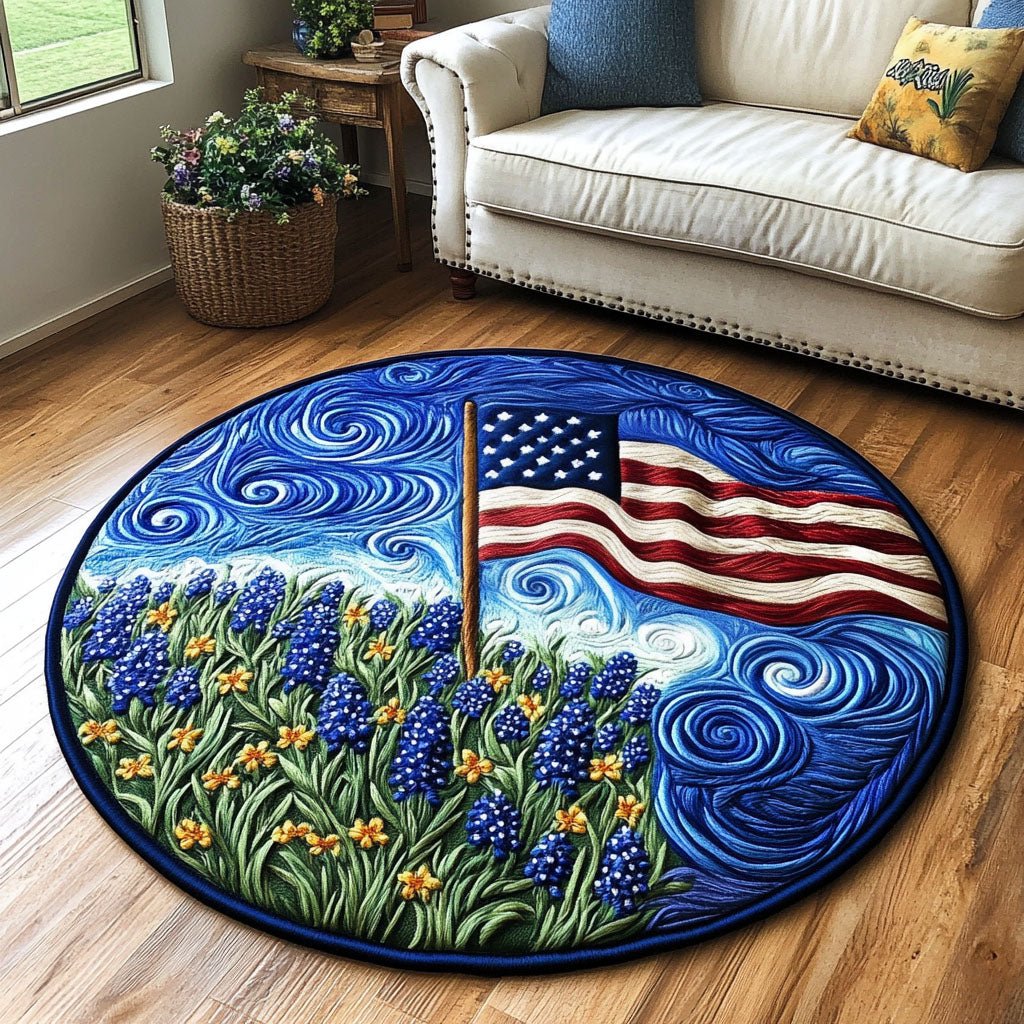 Flag of Freedom Round Mat Rug - washable non-slip printed rug