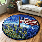 Flag of Freedom Round Mat Rug - washable non-slip printed rug