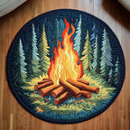 Flame Dance Round Mat Rug - washable non-slip printed rug