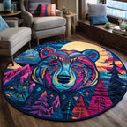 Flame Roar Round Mat Rug - washable non-slip printed rug