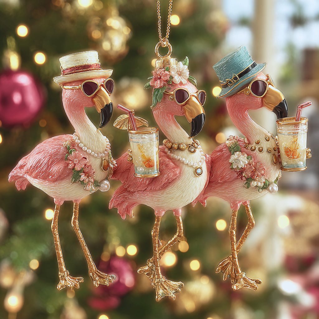 Flamingle Bells Christmas Ornament
