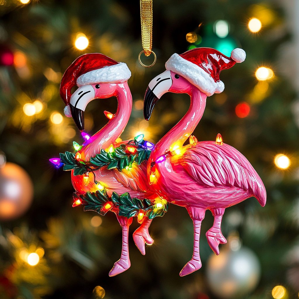 Flamingo Delight Christmas Ornament