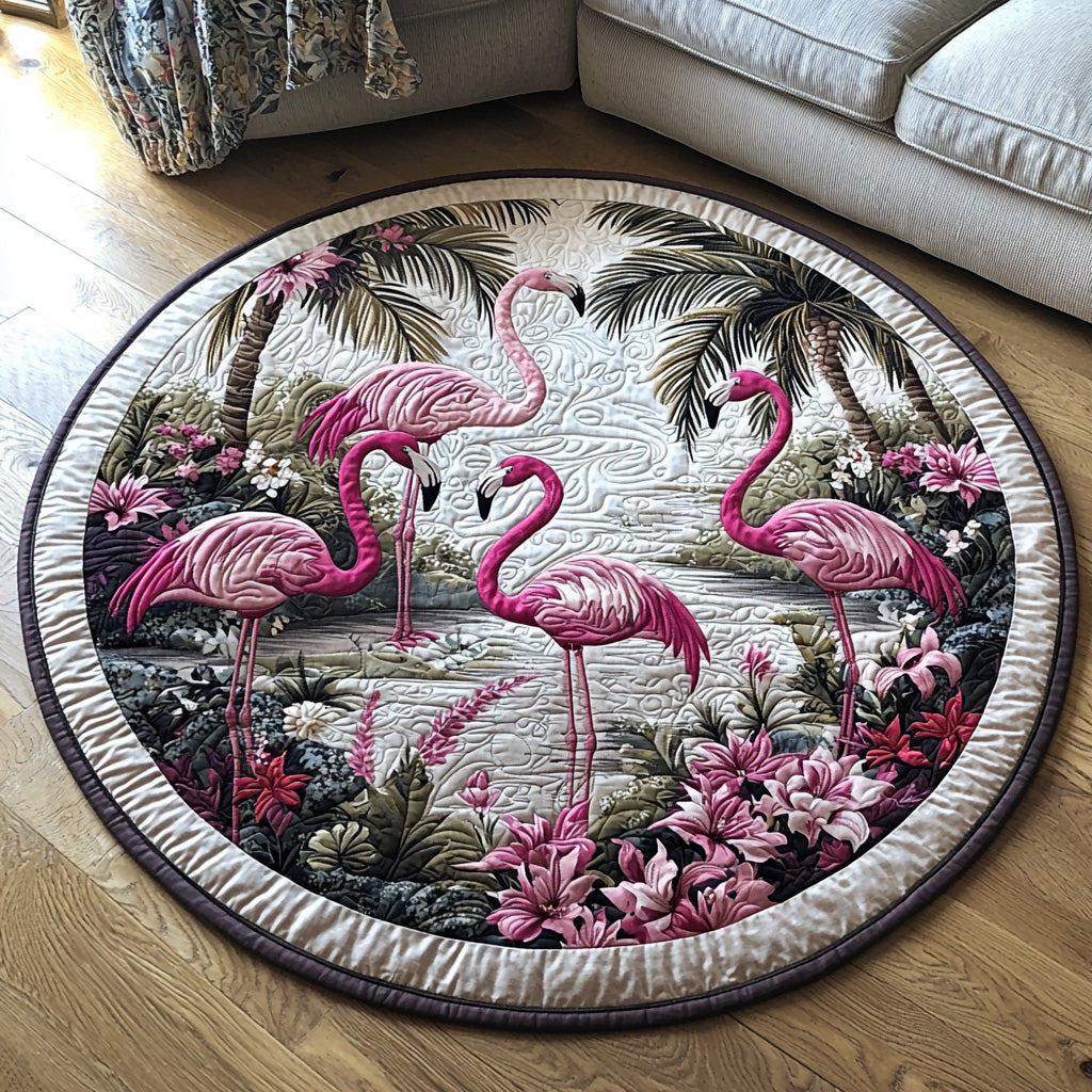 Flamingo Chill Round Mat Rug
